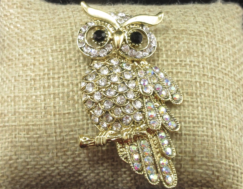 OWL RHINESTONE BROOCH