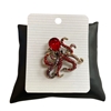 P1262  RED OCTOPUS PIN  BROOCH