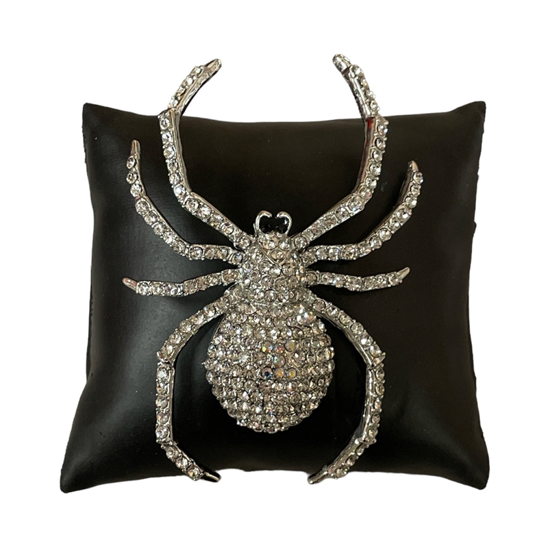 P1305S LARGE SILVER SPIDER RHINESTONE PIN BROOCH