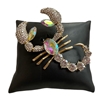P1426B  GOLD AB SILVER SCORPION RHINESTONE PIN BROOCH