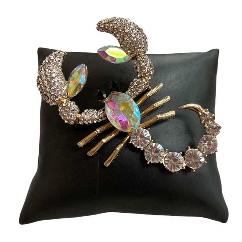 P1426B  GOLD AB SILVER SCORPION RHINESTONE PIN BROOCH