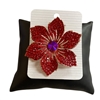 P1469R  RED  RHINESTONE FLOWER PIN BROOCH