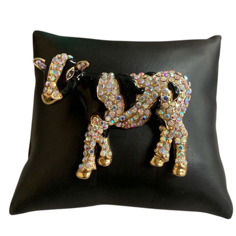 P1495 COW RHINESTONE PIN BROOCH