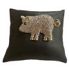 P1497G  GOLD RHINESTONE  PIG PIN BROOCH