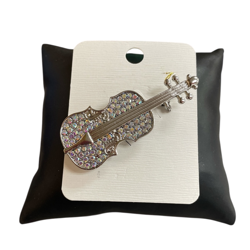 P1510 VIOLIN RHINESTONE  PIN BROOCH