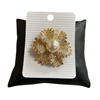 P1540   FLOWER  RHINESTONE PEARL IN CENTER PIN BROOCH