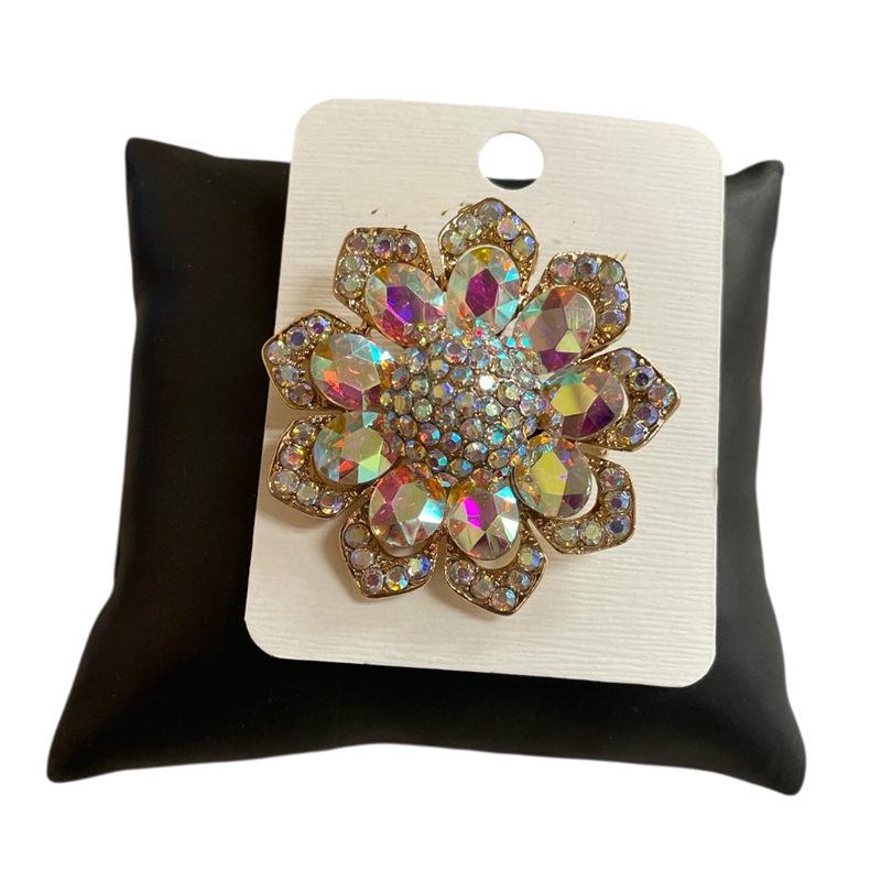 P1582  SMALL FLOWER RHINESTONE PIN BROOCH
