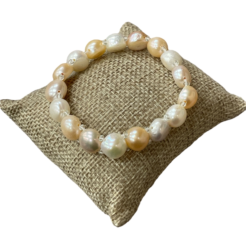 P700 PEACH & CREAM FRESHWATER PEARL BRACELET