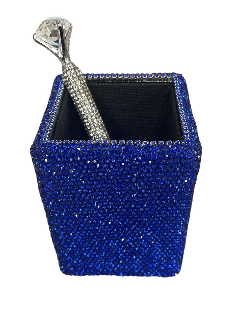 PC020B BLUE RHINESTONES PEN HOLDER