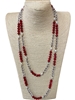 PCL011 CLEAR RED  & FRESH WATER PEARL TWO TONE NECKLACE