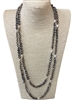 PCL013  CLEAR SMOKE METALLIC SILVER CRYSTAL & FRESH WATER PEARL  NECKLACE