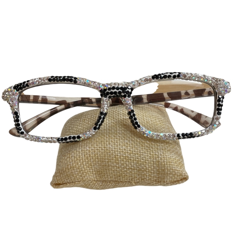 PH01W RHINESTONE WHITE LEOPARD PHOTOCHROMIC READING GLASSES