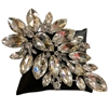 PI493S  SILVER  RHINESTONE  FLOWER LARGE PIN BROOCH