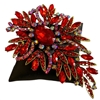 PI573R  RED  RHINESTONE  FLOWER LARGE PIN BROOCH