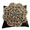 PI575G AB GOLD RHINESTONE  FLOWER LARGE PIN BROOCH