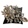 PI577A  AB SILVER  RHINESTONE  FLOWER LARGE PIN BROOCH