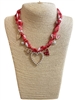 PL02  PEARL  HEART RED  SHORT NECKLACE