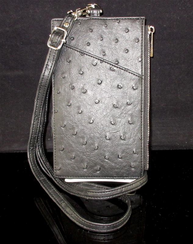 PL9811B TEXTURED BLACK CROSS BODY PHONE/WALLET HOLDER