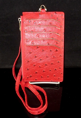 PL9811R TEXTURED RED CROSS BODY PHONE/WALLET HOLDER