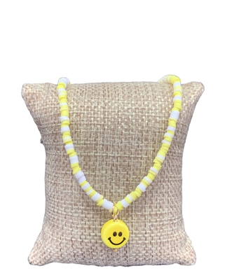 PMA0017 YELLOW RUBBER DISC CERAMIC SMILEY FACE ANKLET