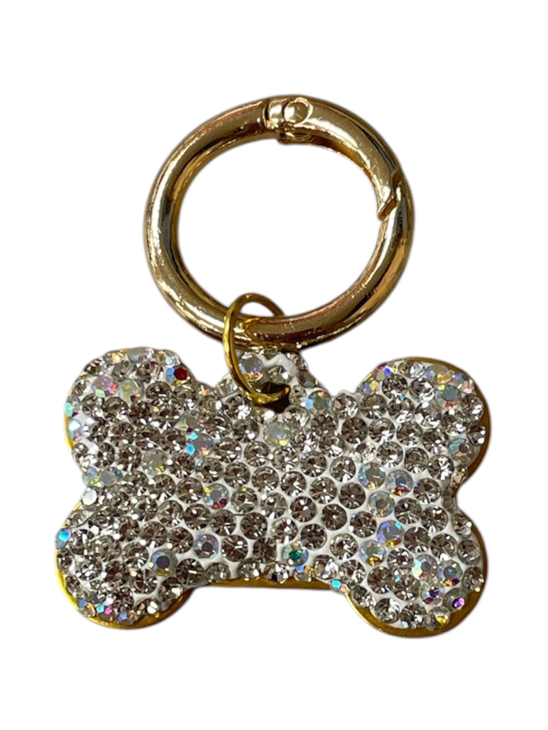 PT03 BLING BONE SHAPED ENGRAVABLE DOG TAG