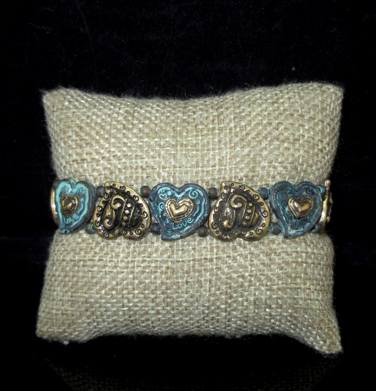 QB-4152 ANTIQUE HEART STRETCH BRACELET