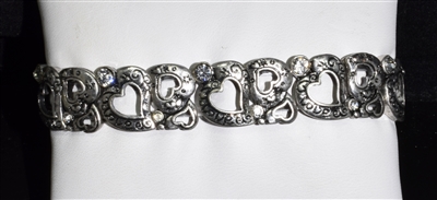 QB 4326 HEART RHINESTONE STRETCH BRACELET