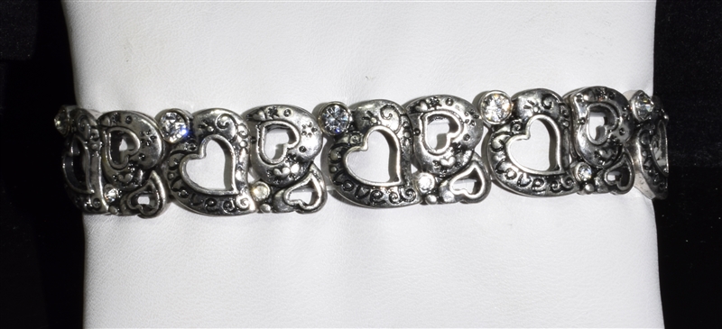 QB 4326 HEART RHINESTONE STRETCH BRACELET