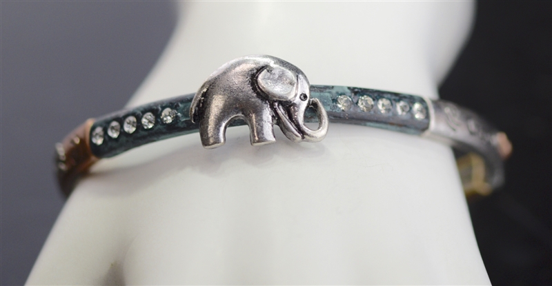 QB-5677 HAMMERED ELEPHANT STRETCH BRACELET