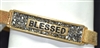 QB-7408 HAMMERED CRYSTAL ''BLESSED'' LEATHER BRACELET