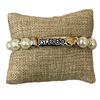 QB-8550 ''BEST FRIEND '' HAMMERED BAR PEARL BRACELET