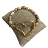 QB2025 HAMMERED HEART TWO TONE STRETCH BRACELET