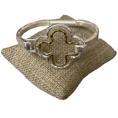 QB2028  HAMMERED TWO TONE DOUBLE COLVER BRACELET