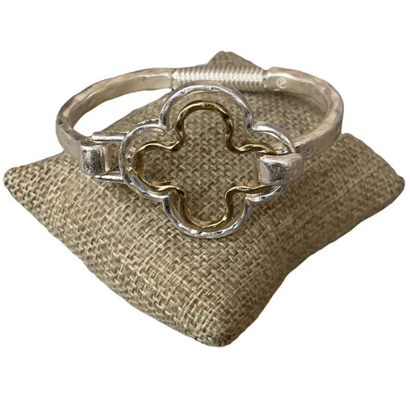 QB2028  HAMMERED TWO TONE DOUBLE COLVER BRACELET