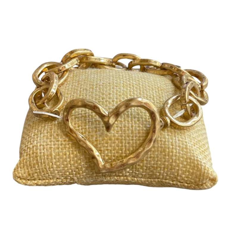 QB2228 HAMMERED OPEN HEART STRETCH BRACELET
