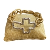 QB2229 HAMMERED OPEN CROSS STRETCH BRACELET