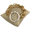 QB2230 HAMMERED CIRCLE CHAIN LINKS STRETCH BRACELET