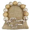 QB2351 HAMMERED CROSS & BEADED BALL BRACELET