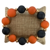 QB2355B BLACK ORANGE WOODEN BEADED BRACELET