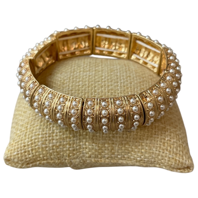 QB2400 MATTE PEARL ENCRUSTED STRETCH BRACELET