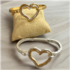 QB2470  HEART TWO TONE HAMMERED BRACELET