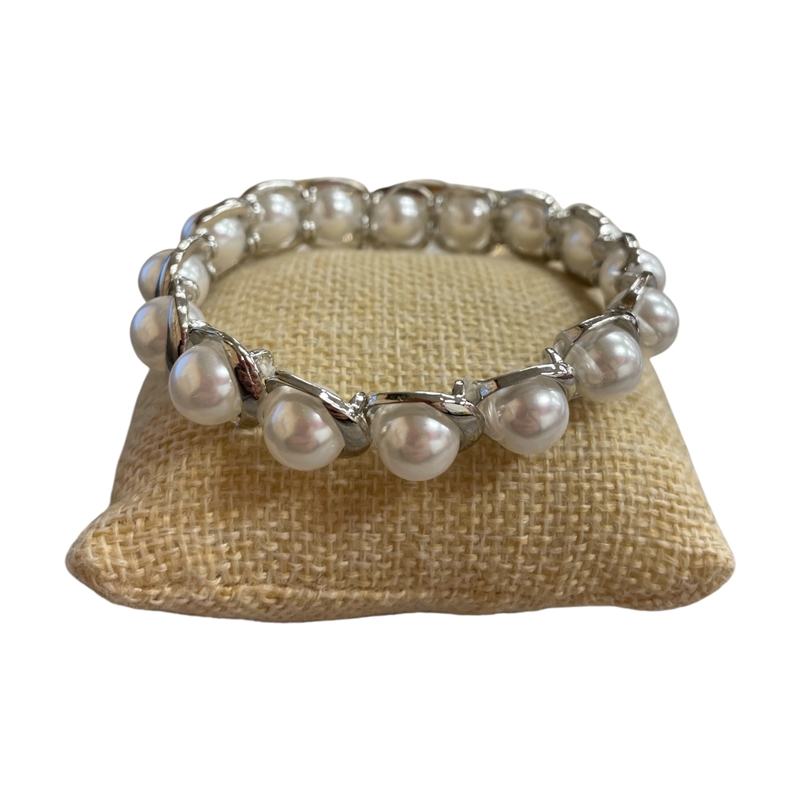 QB2515 SHINY PEARL BEADED STRETCH BRACELET