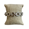 QB2538 SILVER SMALL CIRCLE & ROPE LINK STRETCH BRACELET