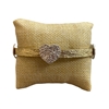 QB2551 MATTE TWO TONE TEXTURED HEART STRETCH BRACELET
