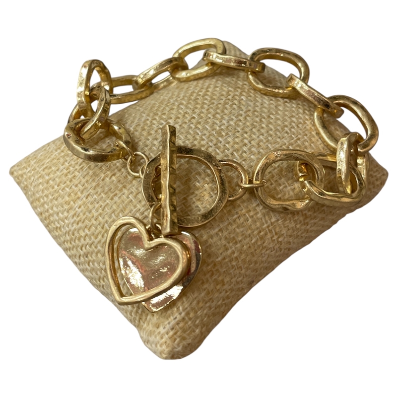 QB2554 MATTE HAMMERED DOUBLE CROSS TOGGLE BRACELET