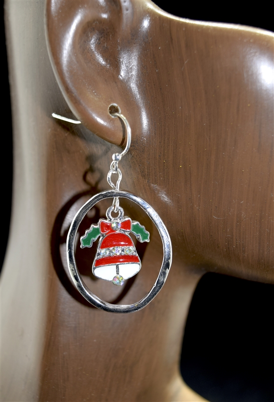 QE-3269SL Christmas Bell Hoop Earrings