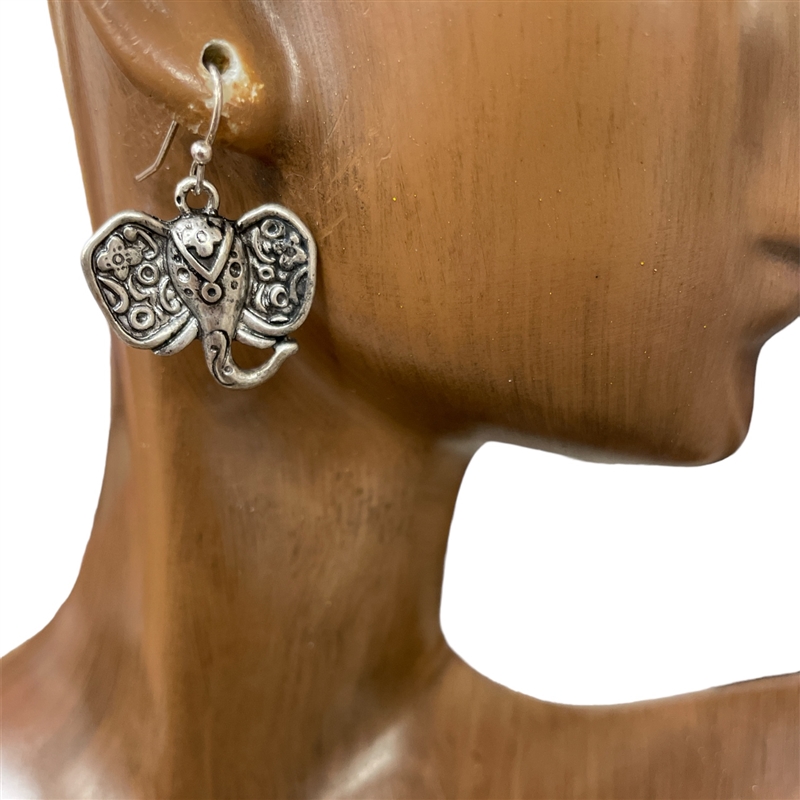 QE-5038 ANTIQUE ELEPHANT EARRINGS