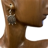 QE-5039 HAMMERED SMALL TURTLE  DANGLE EARRINGS