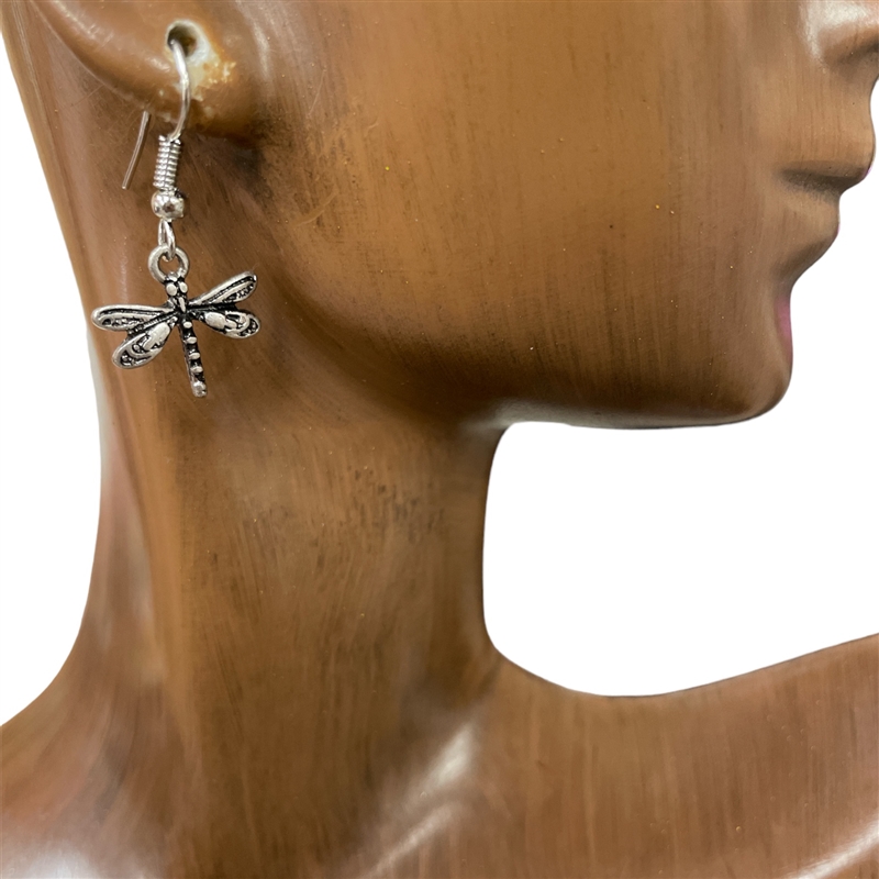 QE-50XS  ANTIQUE XSMALL DRAGONFLY EARRINGS