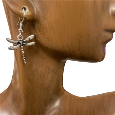 QE-50XSA   ANTIQUE SMALL DRAGONFLY EARRINGS